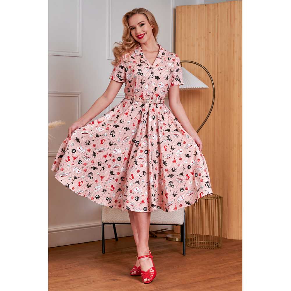 Banned - Bella Viva Las Vegas Swing Flare jurk - Roze